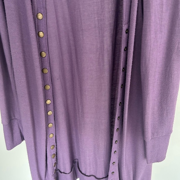 Zenana Outfitters Purple Button-Down Cardigan - Picture 2 of 6
